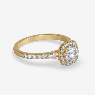 cj-0127 halo ring - engagement rose gold-coloured render images videos jewelry diamond wedding gold printable rings 3d print model - Mito3D