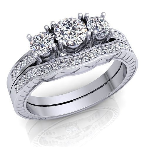 cjc157 Damen Frauen Diamant Rubin Smaragd Ringe Ring Engagement 3D print model - Mito3D