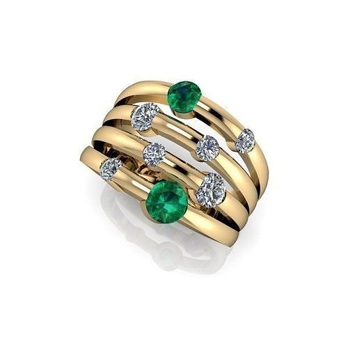 cjc640 Damen Frauen Diamant Rubin Smaragd Ringe Ring Engagement 3D print model - Mito3D