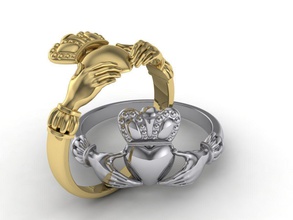 claddagh ring schmuck hochzeit ringe diamant irisch herz gold mode usa kanada europa irland uk vereinigt zustände hand liebe 3d print model - Mito3D