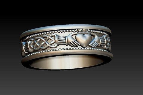 Claddagh bague irlandais celtique Irlande cœur mains bras étreinte ami Galway mao couronne doigts bracos relation amicale viking bijoux anneaux 3d print model - Mito3D