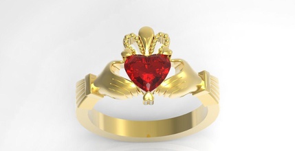 claddagh anel imprimível joalheria coração diamante argolas 3d print model - Mito3D
