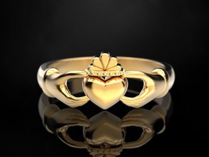 claddagh anillo 2 joyería joya impresión 3dprinted imprimible anillos diseño dorado moda oro prototipos ciervo yendo 3d print model - Mito3D