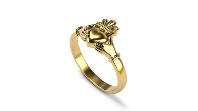claddagh ring 7 sizes gold silve printable heart wedding human jewelry rings 7sizes sterling print silver jewellery platinum 3d print model - Mito3D