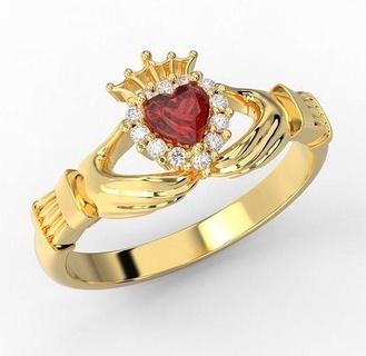 Claddagh anel coração coroa 220314 argolas joalheria imprimível ouro moda mulheres noivado jóias amar diamante Irlanda irlandês uk prata Casamento mão 3d print model - Mito3D