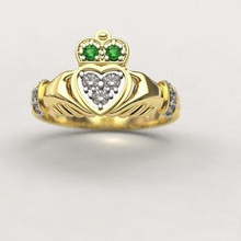 claddagh stones ring wedding love affirmation offer heart hand crown engagement jewelry rings 3d print model - Mito3D