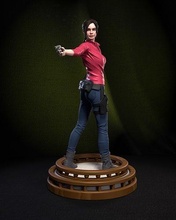 claire redfield resident evil 2 remake wong kennedy figurine pistol woman zombie art sculptures 3d print model - Mito3D