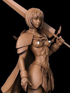 Clare nsfw 3d Stampa claymore anime 3dart 3dmodel scultura femmina guerriero spada statua cavaliere lame arma crociato armatura scudo arte sculture 3d print model - Mito3D