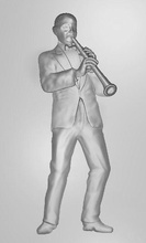 clarinetto giocatore 3d arte artcam cnc figura musica sollievo scolpire stl segni loghi interni decorazione strumento musicale sculture 3d print model - Mito3D