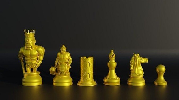 choc Clans figure échecs ensemble 8 pièces planche Jeu personnage tour Chevalier évêque Roi reine pion jouets stratégie scifi Jeux 3d print model - Mito3D