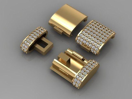 fecho cubano oval imprimível pulseira jóias fechadura caixa ouro diamante cadeia claspcubano apertado simples prata joalheria hiphop clasfifo 3d print model - Mito3D