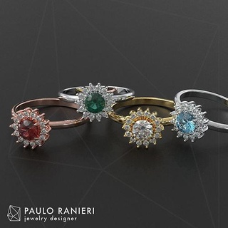 clásico 5mm piedra preciosa anillo anillos oro joyería joya paulorani moda Moda plata redondo diamante 3d print model - Mito3D