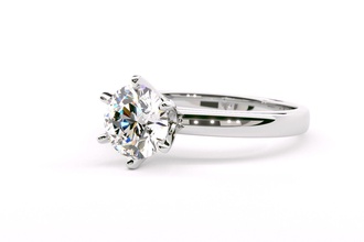 clásico de 6 puntas solitario anillo compromiso estilo solitaire 6prong diamante gem joya imprimible la plata creación prototipos brillante engagem joyería los anillos 3d print model - Mito3D