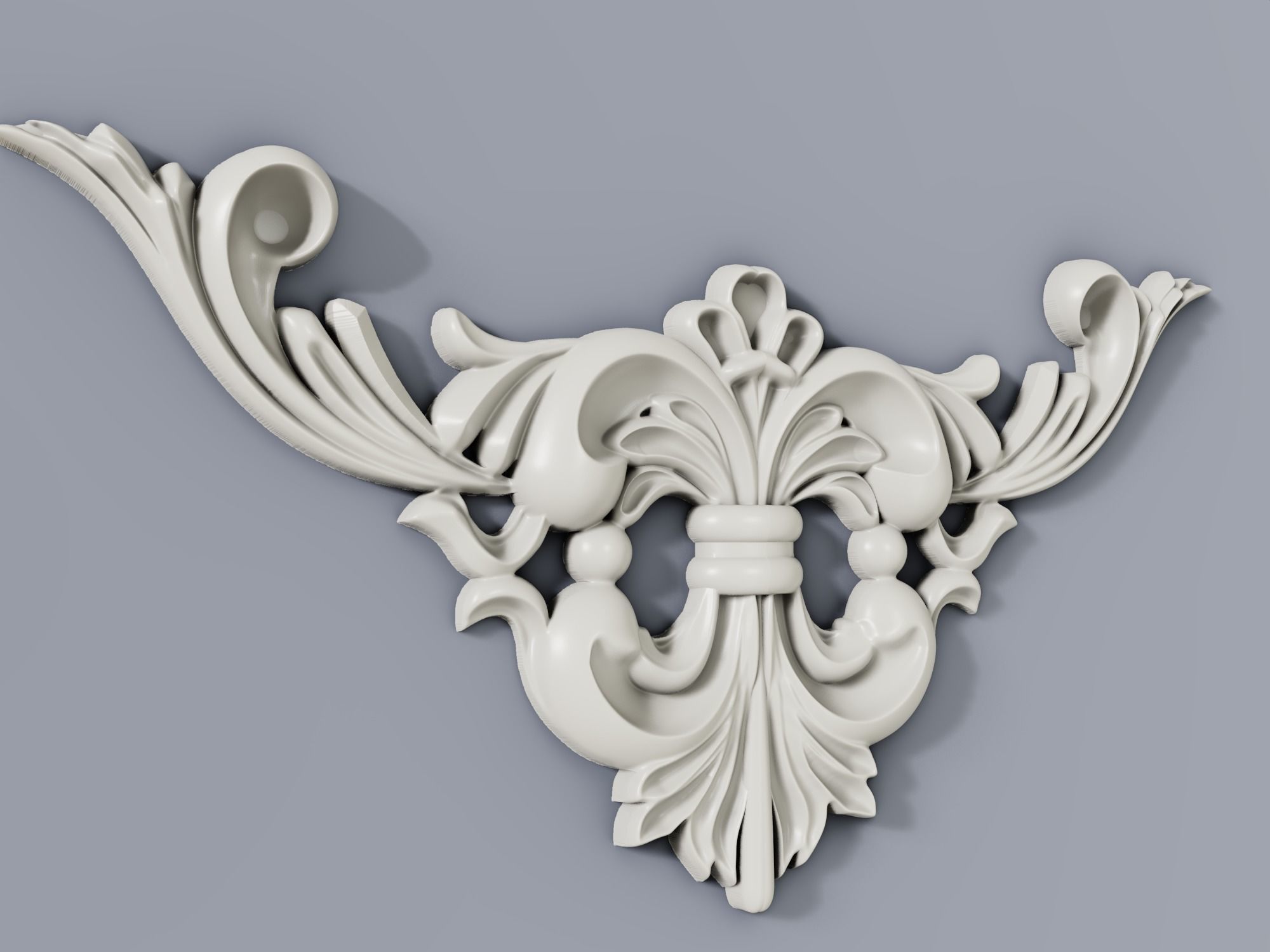 classic baroque cartouches element 016 3d architectural cad cartouche corner cornice cnc decor house molding onlay ornament panel print roccoco moulding volutes interior 3D print model - Mito3D