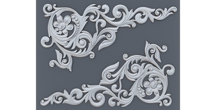 klassisch barock onlay ecke element 002 3d architektonisch cad kartusche gesims dekor haus formen ornament panel drucken roccoco 3d print model - Mito3D
