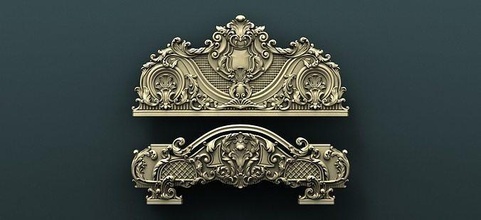 klassisch geschnitzt bett 8 dekor ornament innere architektonisch dekoration cnc gold holz schmuck kunst haus 3d print model - Mito3D