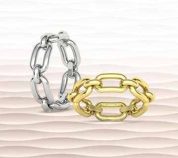 clásico cadena enlace anillo 3dprint modelo dedos 5 9us joyería joya oro Enlaces banda cadenas bandas anillos Estados Unidos Canadá Europa uk unido estados cera 3d print model - Mito3D