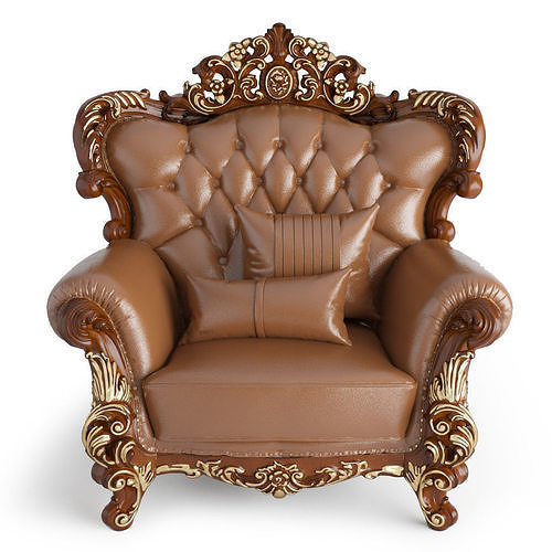 classic chairs antique upholstery ornate carve furniture wood leather baroque luxury retro rococo roccoco sectional seating armchair lounge chair arm niche house 3D print model - Mito3D