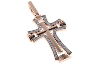 classic diamond cross jewelry religion christian catholic catholicism christianity faith lutheranism gold case goldsmith cad milling cnc print version pendants 3d print model - Mito3D