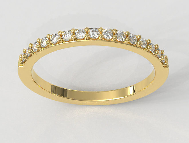 clássico diamante Casamento banda anel ouro diamantes prata joalheria gema jóia jóias 3D print model - Mito3D
