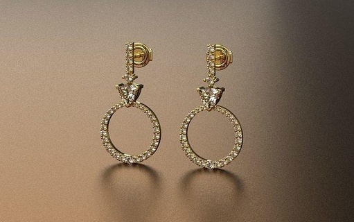classic diamonds earring - 3d jewelry an-398 design ring ear cuff print joyas pendientes brazaletes pulseras collares para imprimir tiffany printable vintag gold diamond jewel earrings 3d print model - Mito3D