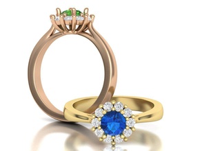 clásico diana anillo de compromiso la joyería 3dprint comprar 3d modelo oro el diamante roundcut boda novia los anillos 3d print model - Mito3D