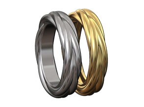 classico intrecciato corda squillare nozze fidanzamento basso profilo moda gioielleria stampabile oro argento sterlina lusso accessori moderno minimalista semplice treccia anelli 3d print model - Mito3D