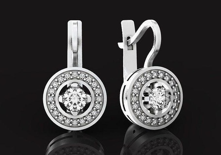 classic elegant earrings stone 502 earring jewelry gold silver diamond jewel wedding engagement ring original evening stylish trendy graceful 3d print model - Mito3D