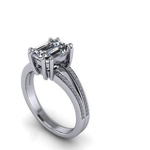 classic emerald ring rings diamond engagement wedding brilliant jewel gold jewelry 3D print model - Mito3D