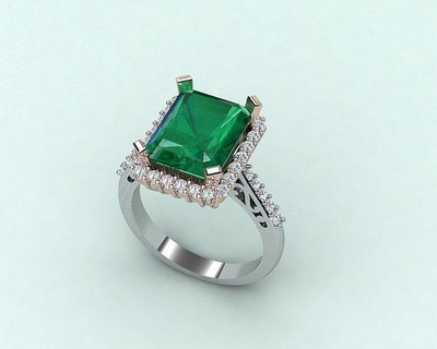 clásico Esmeralda anillo joyería joya imprimible diamante compromiso Boda moderno hermoso lujo plata brillante oro Rosa anillos 3d print model - Mito3D