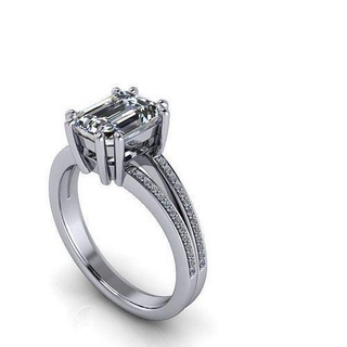 clássico esmeralda anel argolas diamante noivado Casamento brilhante jóia ouro joalheria 3d print model - Mito3D