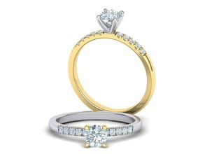 clássico noivado anel four prong cabeça 5mm pedra 3dmodel joalheria tom argolas diamante promessa eua canadá europa méxico moda imprimível brilhante 3d print model - Mito3D