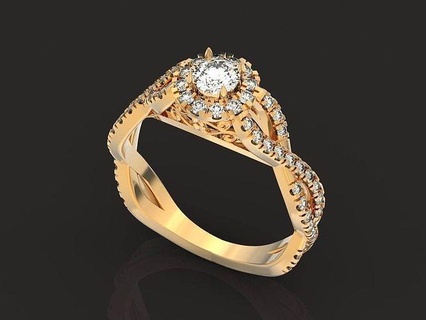 klasik nişan yüzük hale parlak kesmek mücevher elmas kesme takı 3d angagem orijinal akşam şık modaya uygun zarif düğün yüzükler 3d print model - Mito3D