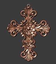 classic floral cross mold double 3d modelfashion beauty apparel jewelry pendant necklace symbols religious objects pendants 3d print model - Mito3D