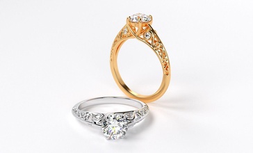classico anello di fidanzamento oro 1ct diamante gioielli cad stampa argento stampabile gemma disco platino diamanti moda dito engagem e bellezza vintag brillante anelli 3d print model - Mito3D