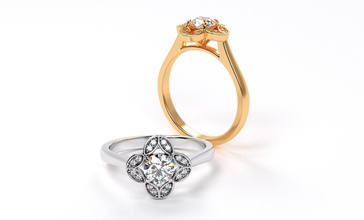 klassisch Gold Engagement Ring Blume gestalten 5mm Diamant Schmuck cad Platin Silber druckbar Juwel brillant Sterling Mode 3d print model - Mito3D