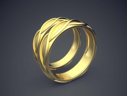 classic golden wedding ring braiding details gold jewel jewellery rings diamond brilliant cad fashion beauty finger gem platinum printable lines unique character jewelry 3d print model - Mito3D