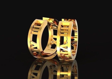 classico cerchio orecchini romano numerale 460 oro moda elegante gioielleria 3d modellazione creativo design numeri figure romani Camera cad 3d print model - Mito3D