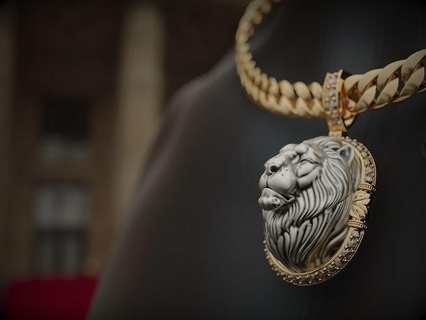 klasik takı kolye aslan baş elmaslar hayvan altın gümüş yazdırılabilir heykel dimond Silvet caddesi ai kaplan 3dmodel 3d print model - Mito3D