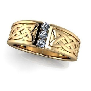 clássico masculino Casamento banda 3 pedras aliança celta nó Celta anel casamento joalheria designer 3dprinting argolas imprimível 3d print model - Mito3D