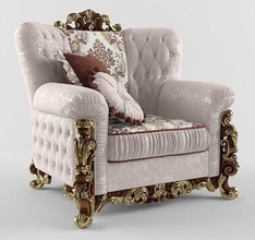 classic model interior 18 furniture luxury gold decoration retro throne armchair lounge chair flourish stripe hardwood house 3d print model - Mito3D