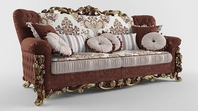 classic model interior 20 furniture luxury gold decoration retro throne armchair lounge chair flourish parchment stripe hardwood parquet smooth margin log wood house 3d print model - Mito3D