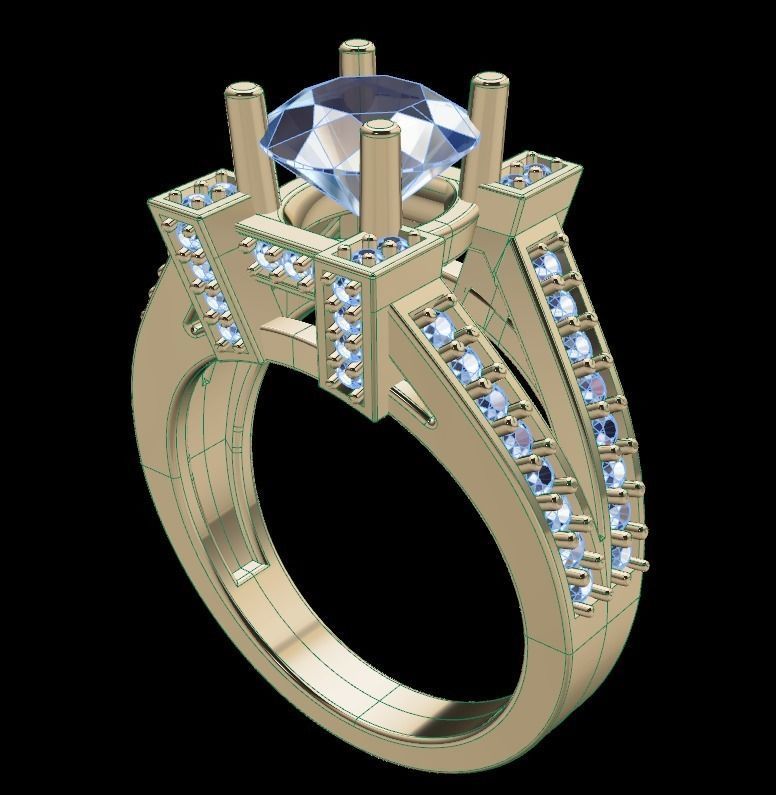 klassisch modern antiquität engagement ring schmuck engagieren diamant stein juwel luxus mode gold frauen trend ringe 3D print model - Mito3D
