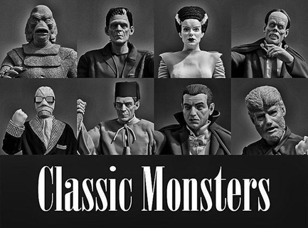 klassisch Monster Statuen einstellen 1 stl Dateien Frankenstein Dracula Wolf Mumie Kreatur Vampir Gillman Halloween Grusel Charakter Skulptur 3dprint Universal Hammer Bucklige charis unheimlich Kunst Skulpturen 3d print model - Mito3D