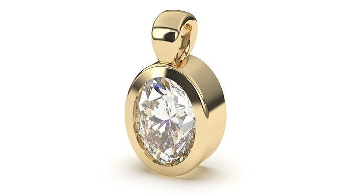 classique ovale diamant pendentif bijoux argent imprimable 3d bijou platine gemme or Collier unique 3D print model - Mito3D