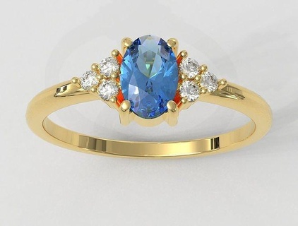 klassisch Oval Edelstein Ring Ringe Gold Schmuck paulorani Mode modern Silber Diamant 3d print model - Mito3D