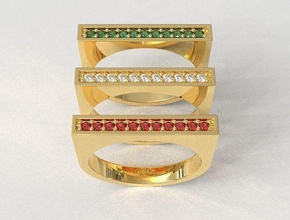clásico anillo anillos diamante diamantes plata joyería joya cuadrado apilable oro piedra preciosa 3d print model - Mito3D