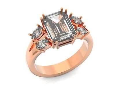 klassisch Ring Smaragd Marquise 571 Gold Diamant Schmuck Engagement Juwel Hochzeit Original Abend stilvoll modisch elegant 3d Ringe 3d print model - Mito3D