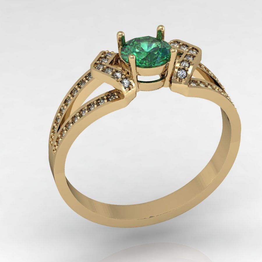 classico anello di gemme gioielli stampabile bianco diamanti moda d'oro la sterlina stampa fidanzamento prototipazione anelli 3D print model - Mito3D