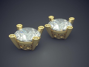 klassische einfache goldene Ohrringe mit Diamanten gold Juwel Schmuck ring Ringe Hochzeit engagement diamond genial cad gem Platin bedruckbar ist Silber detail design 3d print model - Mito3D